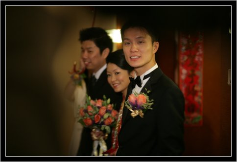 Walking out from the bridal room with Ling’s brother, Shedden