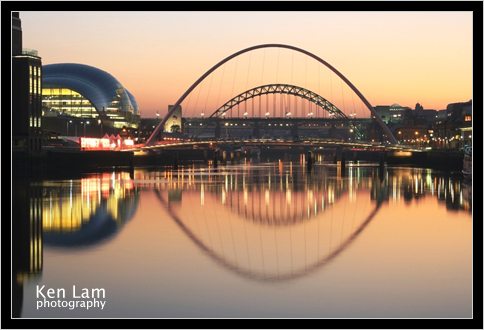 Millenium Bridge, Newcastle upon Tyne Quayside at Sunset