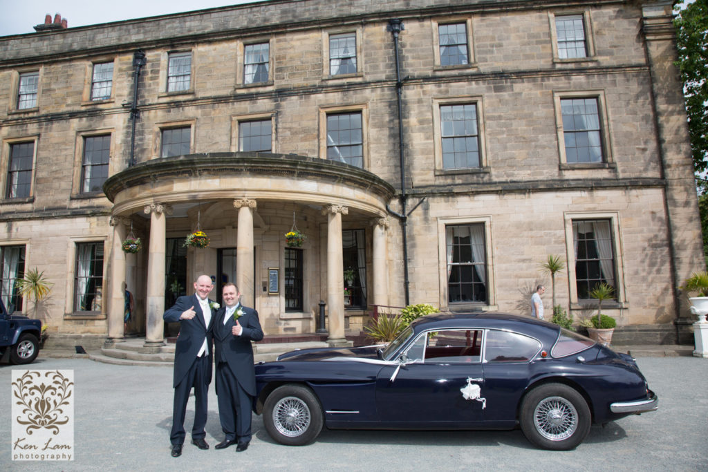 Classic wedding car at Beamish Hall