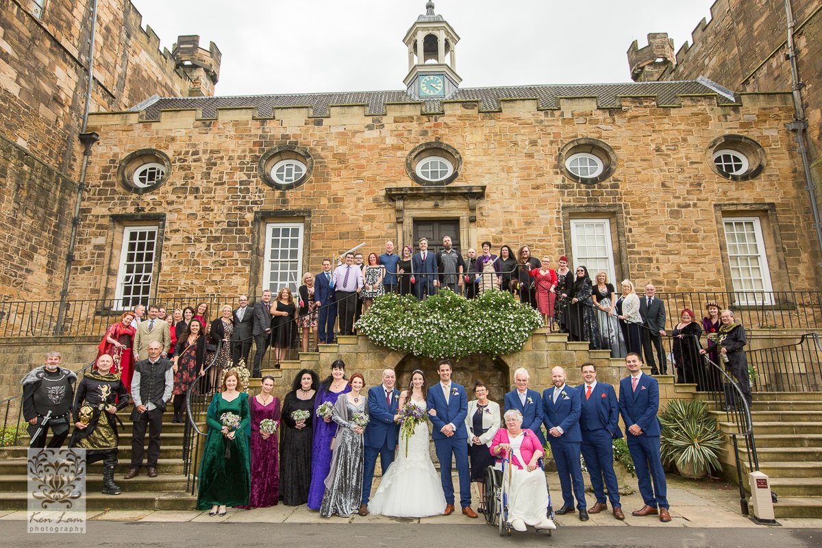 Group photo, wedding photography at Lumley Castle