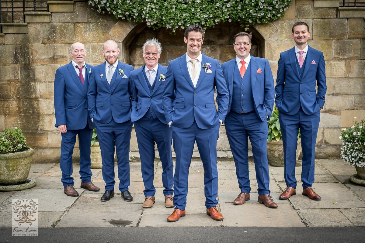 Groom and his groomsmen at Lumley Castle